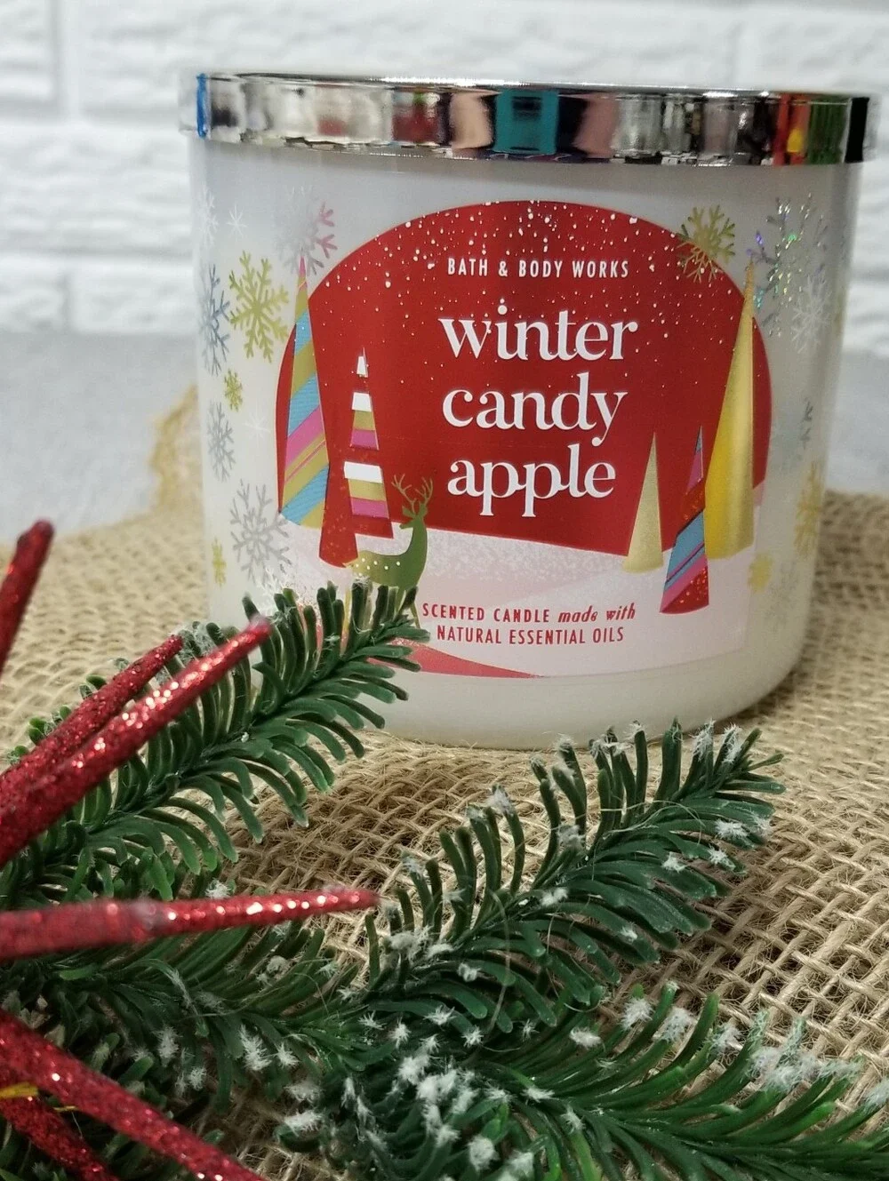 BBW Winter Candy Apple 3 Wick Candle